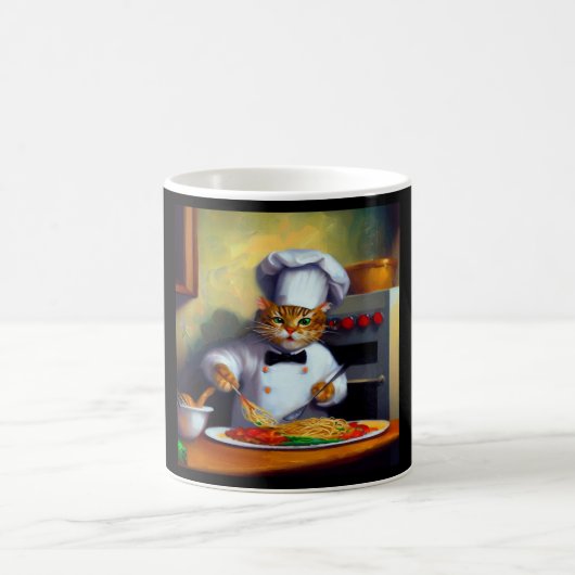 Cat Cooking Spaghetti Kaffeetasse (Mittel)