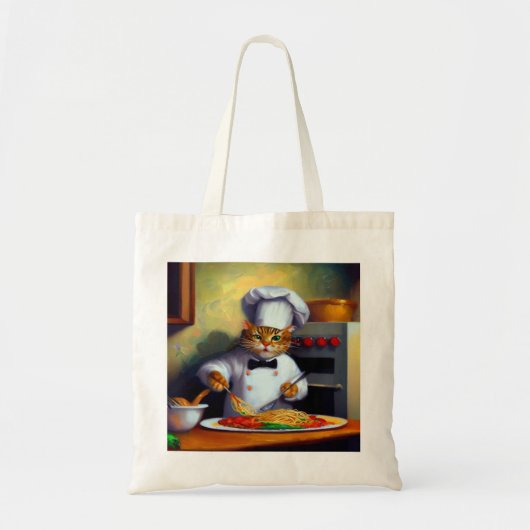 Cat Cooking Spaghetti Tragetasche (Vorne)