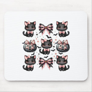 Cat Coquette Halloween Bows Black Pink Halloween G Mousepad