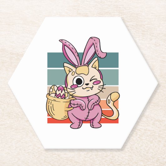 Cat Cosplayer Oster Bunny Costume Eierkörbchen Untersetzer (Vorderseite)