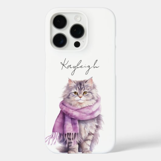Cat Cosy Winter Lila Scarf Case-Mate iPhone Hülle (Rückseite)