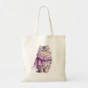 Cat Cosy Winter Lila Scarf Tragetasche
