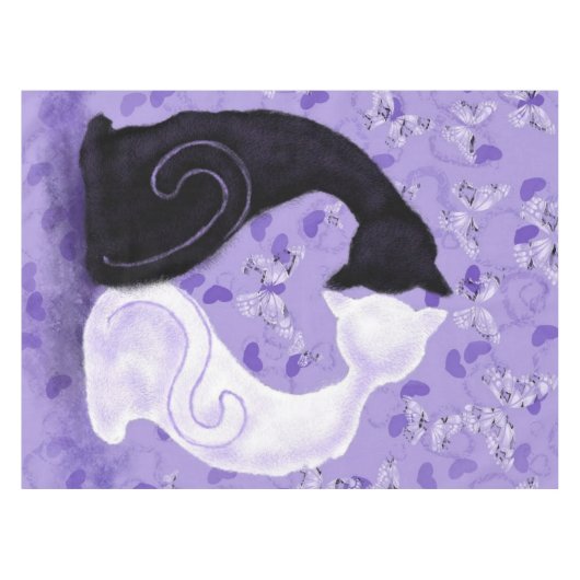 Cat Couple Butterfly Hörer Lila Tabletts Tischdecke (Vorderseite (Horizontal))