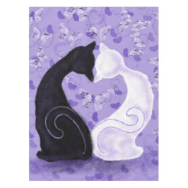 Cat Couple Butterfly Hörer Lila Tabletts Tischdecke