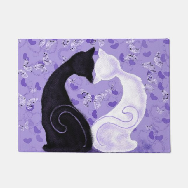 Cat Couple Doodmat - Schöne Liebe Fußmatte (Vorderseite)