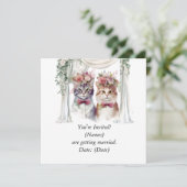 Cat Couple for Wedding Save the Date Einladung (Stehend Vorderseite)