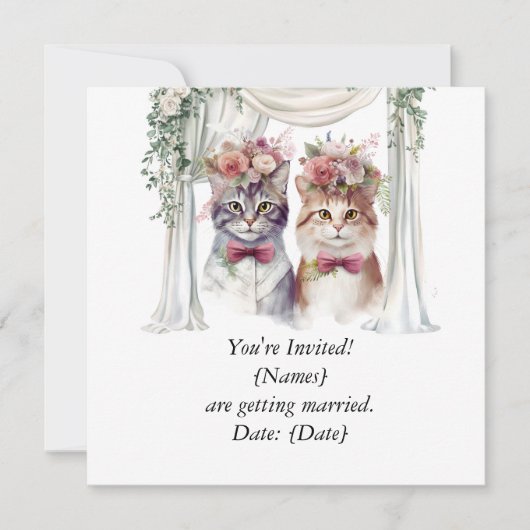 Cat Couple for Wedding Save the Date Einladung (Vorderseite)