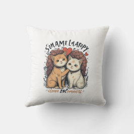 Cat Couple Liebe Niedlich Romantic Kitty Wohngesta Kissen