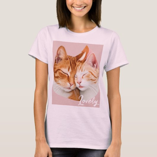 "Cat Couple Liebe T - Shirt" T-Shirt (Vorderseite)