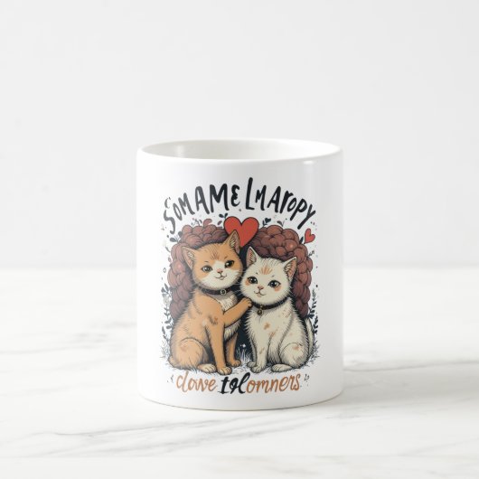 Cat Couple Liebe Tasse Niedlich Romantische Kaffee (Mittel)