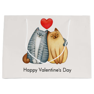 Cat Couple Liebt Niedlichen Funny Happy Valentine' Große Geschenktüte