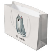 Cat Couple Liebt Niedlichen Funny Happy Valentine' Große Geschenktüte (Rückseite Schrägansicht)