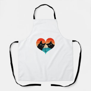 Cat Couple Retro Vintages Shirt Funny Black Cat Schürze