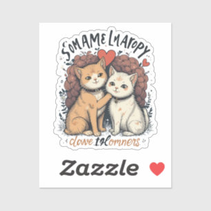 Cat Couple Vinyl Sticker Niedlich Romantik Feline