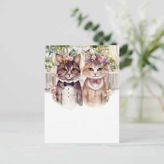 Cat Couple Wasserfarbe Postkarte (Stehend Vorderseite)