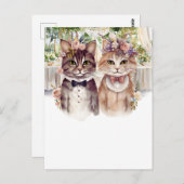 Cat Couple Wasserfarbe Postkarte (Vorne/Hinten)