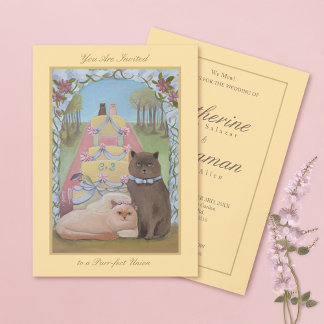 Cat Couple Yellow Wedding Einladung