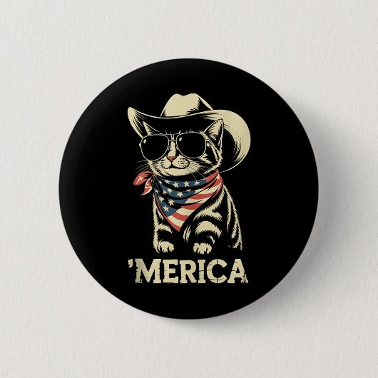 Cat Cowboy Merica Kitten Patriot Boys 4. Juli Button (Vorderseite)