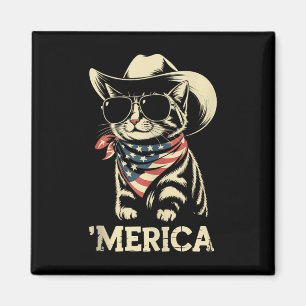 Cat Cowboy Merica Kitten Patriot Boys 4. Juli Magnet