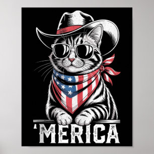 Cat Cowboy Merica Kitten Patriot Boys 4. Juli Poster