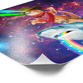 Cat Cowboy mit einem Hai, der einen Regenbogen spu Fotodruck (Ecke)