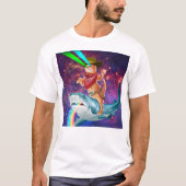 Cat Cowboy mit einem Hai, der einen Regenbogen spu T-Shirt (Vorderseite)