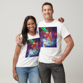 Cat Cowboy mit einem Hai, der einen Regenbogen spu T-Shirt (Unisex)