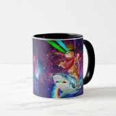 Cat Cowboy mit einem Hai, der einen Regenbogen spu Tasse (VorderseiteRechts)