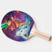 Cat Cowboy mit einem Hai, der einen Regenbogen spu Tischtennis Schläger (Seitenansicht)