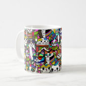 Cat Crazy Clowder Katzen, buntes Geschenk Kaffeetasse (Vorderseite Links)
