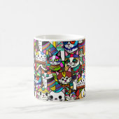 Cat Crazy Clowder Katzen, buntes Geschenk Kaffeetasse (Mittel)
