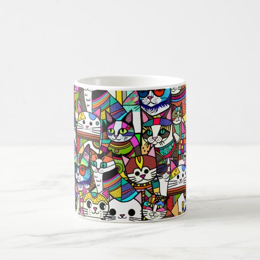 Cat Crazy Clowder Katzen, buntes Geschenk Kaffeetasse (Mittel)
