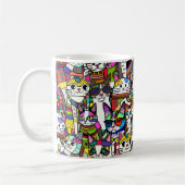 Cat Crazy Clowder Katzen, buntes Geschenk Kaffeetasse (Links)