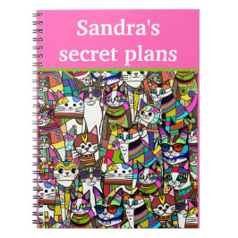 Cat Crazy Clowder Katzen, buntes Geschenk Notizblock