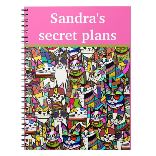 Cat Crazy Clowder Katzen, buntes Geschenk Notizblock (Vorderseite)