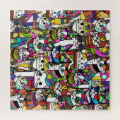 Cat Crazy Clowder Katzen, buntes Geschenk Puzzle (Horizontal)
