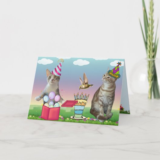 Cat Crazy Geburtstagskarte Karte (Vorderseite)