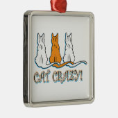 Cat Crazy Orange Tabby Cats Ornament Aus Metall (Rechts)