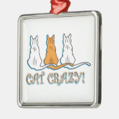 Cat Crazy Orange Tabby Cats Ornament Aus Metall (Links)