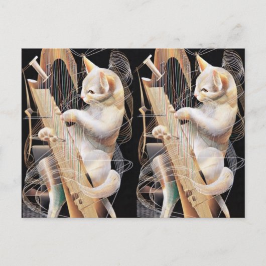 Cat Crescendo – Surrealist Art Postcard Postkarte (Vorderseite)