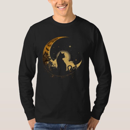 Cat Crescent Black Moon Sailor T-Shirt (Vorderseite)