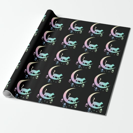 Cat Crescent Moon Horoscope Pastel Goth Wicca Geschenkpapier (Ungerollt)