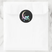 Cat Crescent Moon Horoscope Pastel Goth Wicca Runder Aufkleber (Tasche)