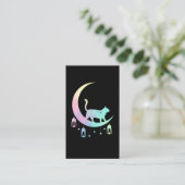 Cat Crescent Moon Horoscope Pastel Goth Wicca Visitenkarte (Stehend Vorderseite)