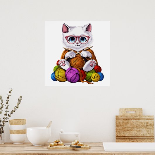 Cat Crocheting Poster (Küche)