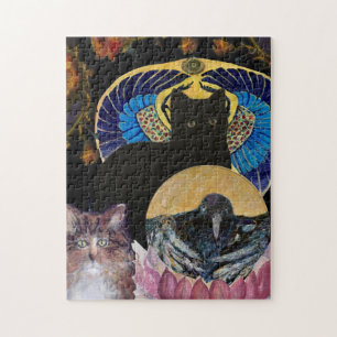 Cat Crow Scarab Lily Maureen Girard Puzzle