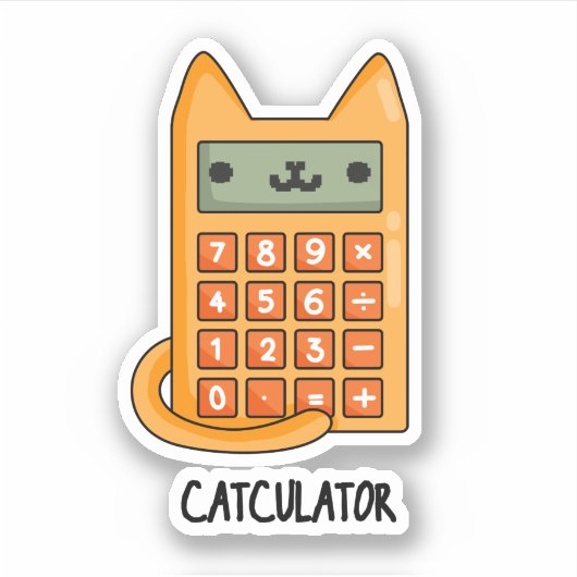 Cat-culator Funny Calculator Pun Aufkleber (Vorderseite)