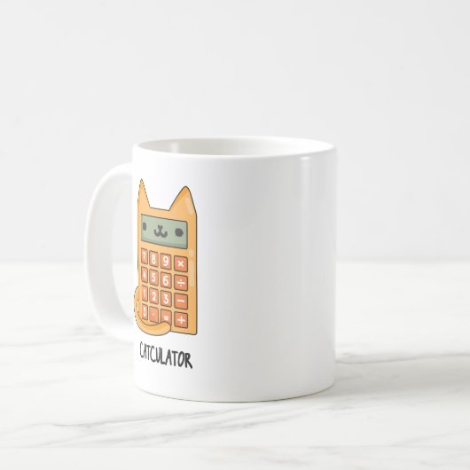 Cat-culator Funny Calculator Pun Kaffeetasse (Vorderseite Links)