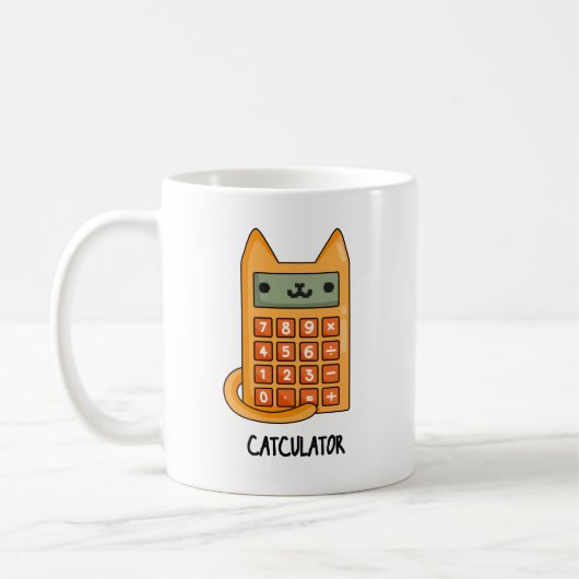 Cat-culator Funny Calculator Pun Kaffeetasse (Links)