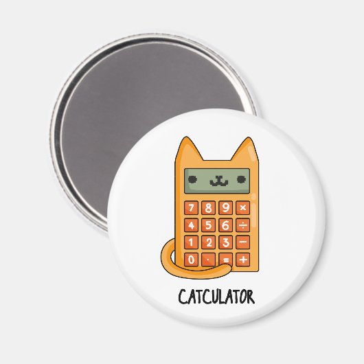 Cat-culator Funny Calculator Pun Magnet (Vorderseite/Rückseite)